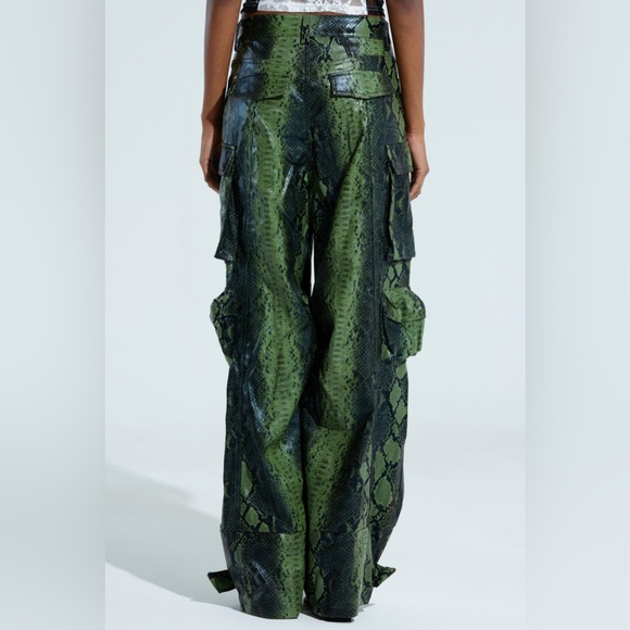 Green Snake Print Cargo Pants - Picture 2 of 3